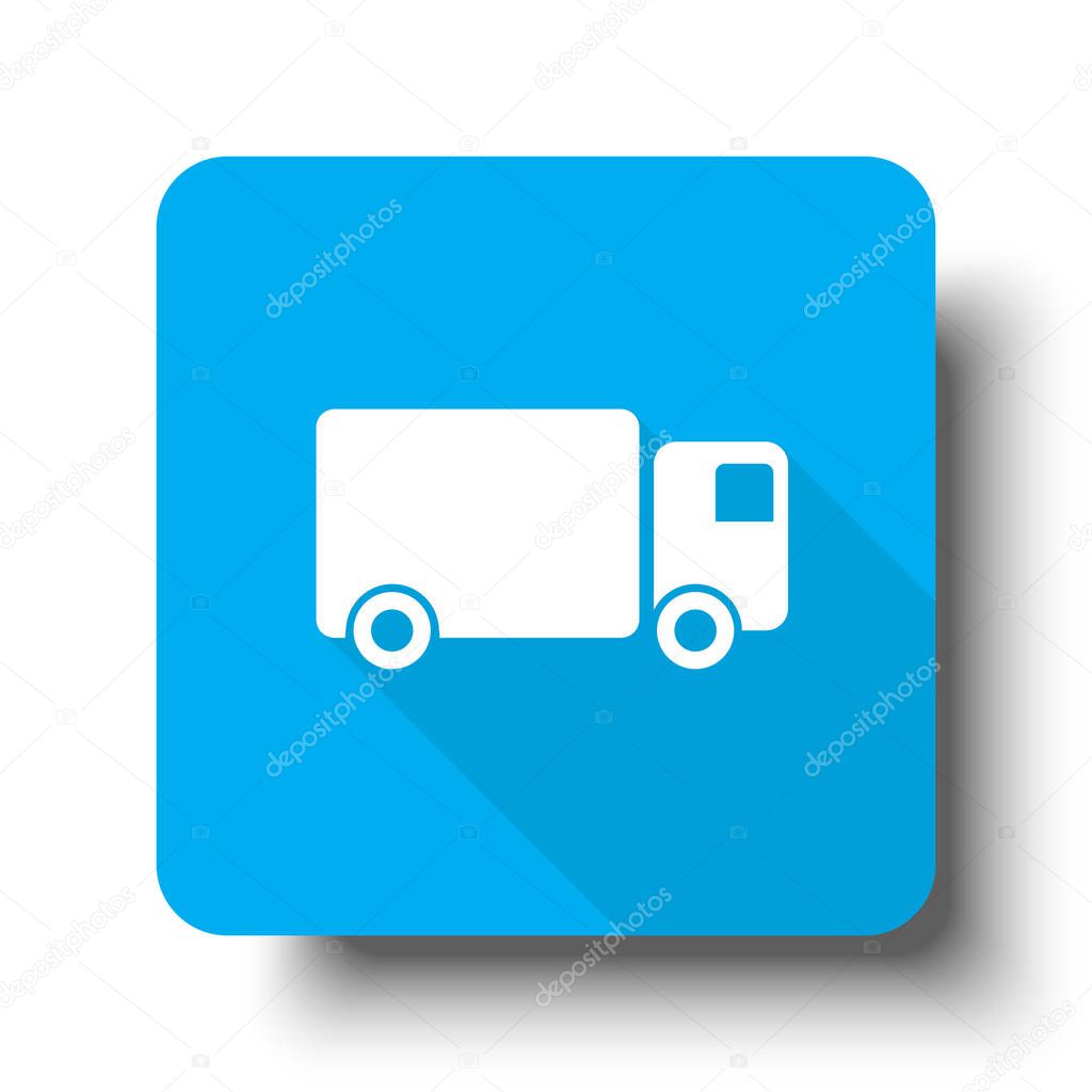 White Delivery Truck icon on blue web button