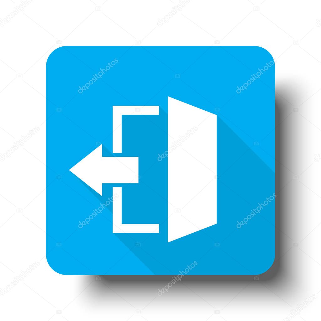 White Exit icon on blue web button