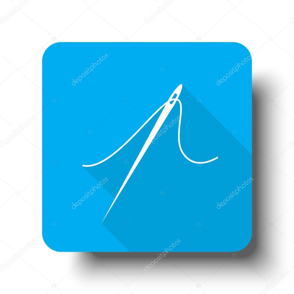 White Needle icon on blue web button