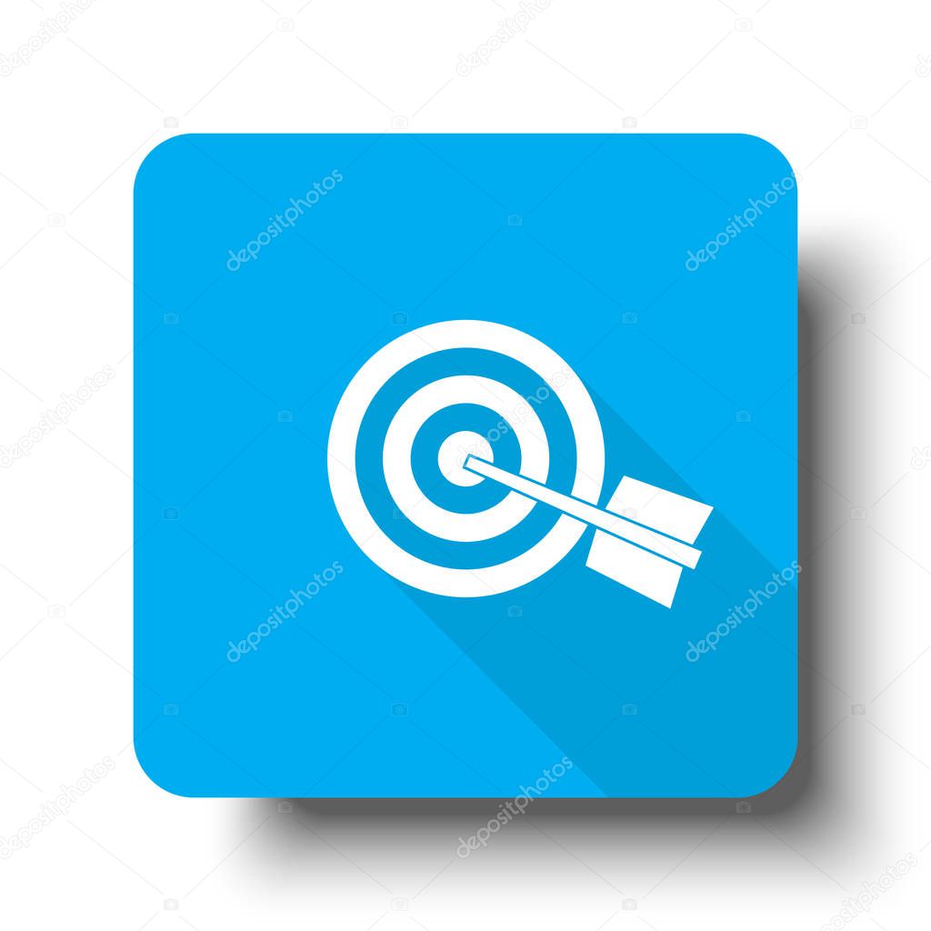 White Target icon on blue web button