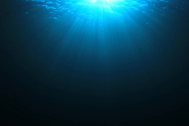 Işıl ışıl parlayan derin mavi okyanus suyu