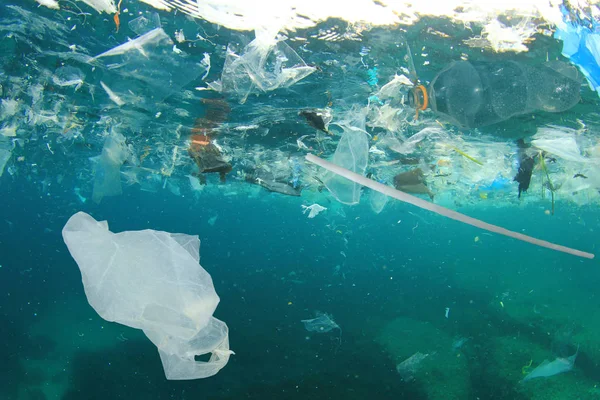 Mare Inquinato Con Rifiuti Plastica Disastro Globale — Foto Stock