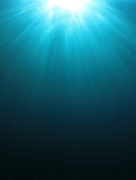 Acqua Blu Intenso Oceano Con Raggi Sole Splendente — Foto Stock