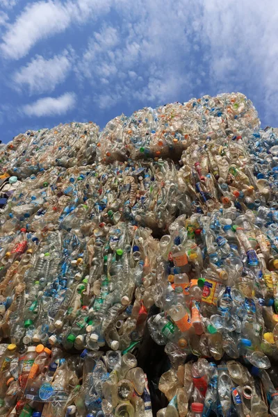 塑料瓶子堆积起来供回收利用 — 图库照片