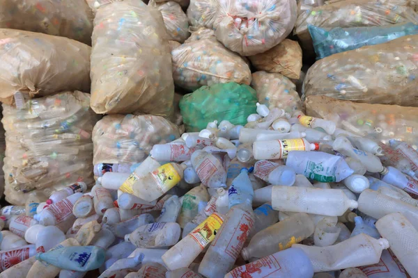 Пластиковые Бутылки Собранные Переработки — стоковое фото