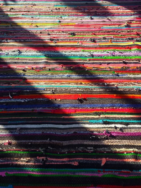 Абстрактный Тканевый Узор Красочном Ковре Текстурой Солнечного Света — стоковое фото