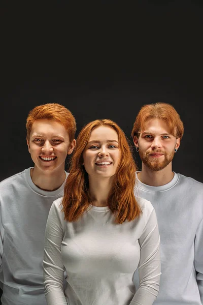 Cute red haired brothers and sisters isolated — Stockfoto