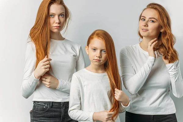 Young caucasian girls with natural red hair — Stock Photo, Image