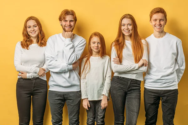 Irmãos e irmãs felizes com cabelo vermelho — Fotografia de Stock
