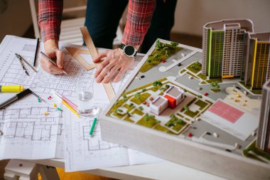 developing building project in office