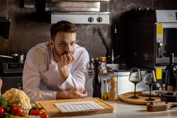 tired professional cook think what to cook