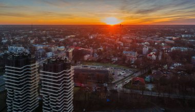 Letonya 'nın Riga şehrinin gökyüzü manzarası çok güzel.
