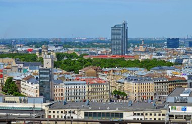 Letonya 'nın Riga şehrinin gökyüzü manzarası çok güzel.