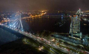 Letonya 'nın Riga şehrinin gökyüzü manzarası çok güzel.