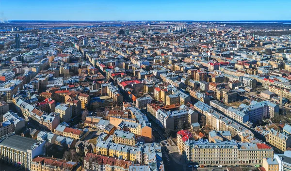 Hermosa vista panorámica aérea del horizonte de la ciudad de Riga, Letonia —  Fotos de Stock