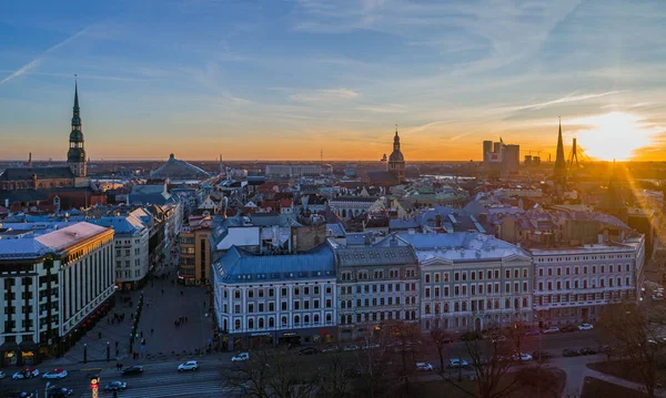 Beautiful aerial panorama view of Riga city skyline, Latvia — Stock Photo, Image