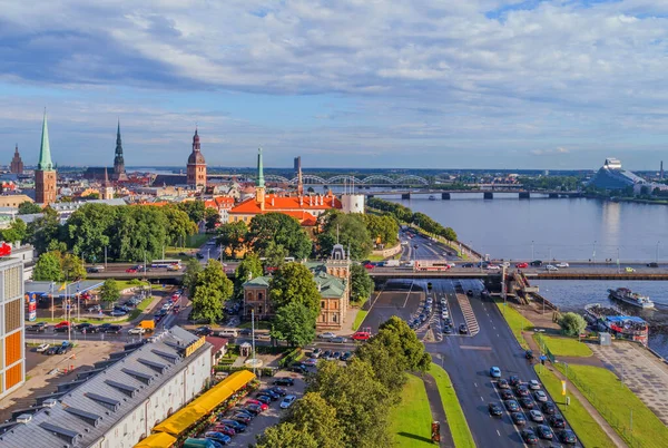 Beautiful aerial panorama view of Riga city skyline, Latvia — Stock Photo, Image