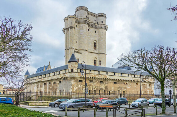 View of Vincennes castle (Chateau de Vincennes) in Paris, France