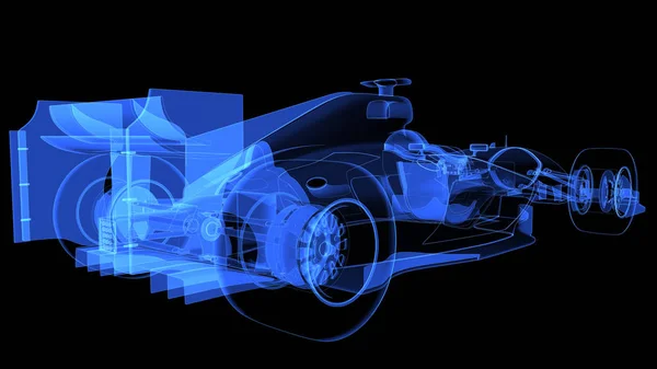 Xray spor araba 3D çizimi — Stok fotoğraf