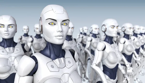 Cyber army of robots — Stock Photo, Image