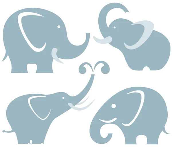 Quattro simboli Elefanti — Vettoriale Stock
