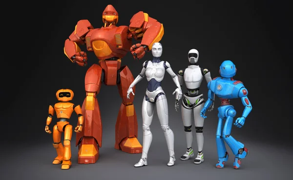 Grupo de robôs — Fotografia de Stock