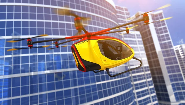 Elektrisk passager Drone. 3D-illustration - Stock-foto