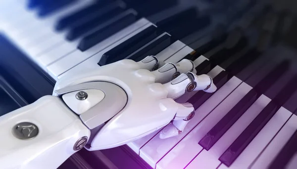 Robot suona il pianoforte — Foto Stock