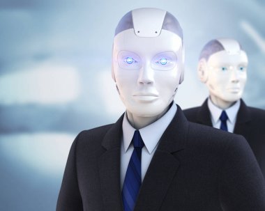 robot bir iş takım elbise giymiş