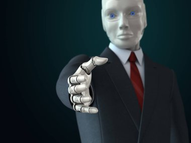Robot elini veren takım elbiseli