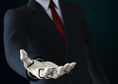 Robot boş elini veren takım elbiseli