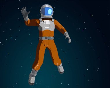 Çizgi film astronot uzayda sallayarak sallayarak