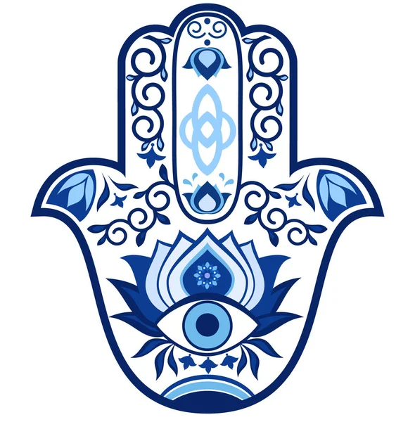 Hamsa. Indian hand drawn hamsa amulet — Stock Vector