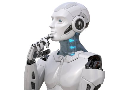 Robot bir şeyler düşünüyor.