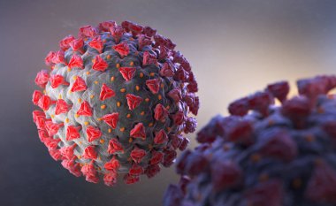 Coronavirus 'un tasviri. Solunum yollarına saldıran bir patojen. 3 Boyutlu Hazırlama