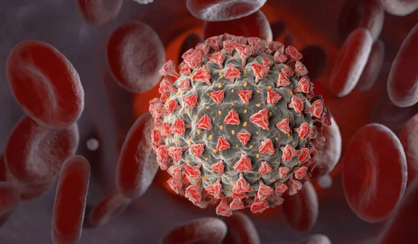 Coronavirus Blodet Patogen Som Angriper Luftvägarna Återgivning — Stockfoto