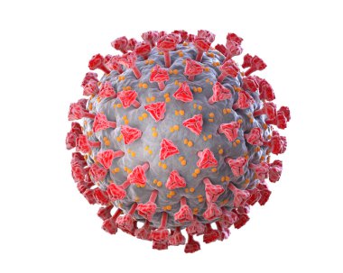 Coronavirus 'un tasviri. Kırpma yolu dahil. 3B illüstrasyon