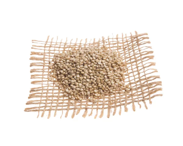 Chenopodium Quinoa Scientific Name Golden Quinoa Seed Grains Hessian Fabric — Stock Photo, Image