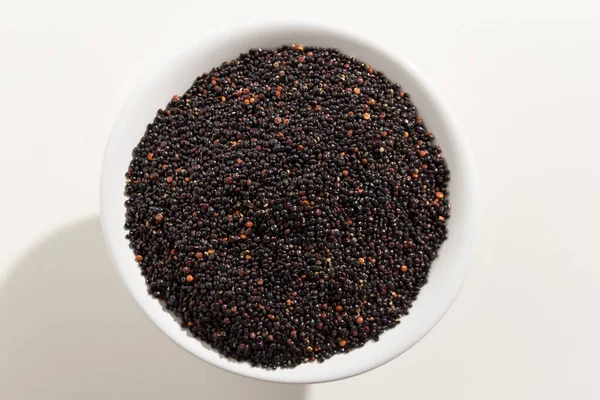 Chenopodium Quinoa Научное Название Семени Чёрного Киноа Вид Сверху Чаше — стоковое фото