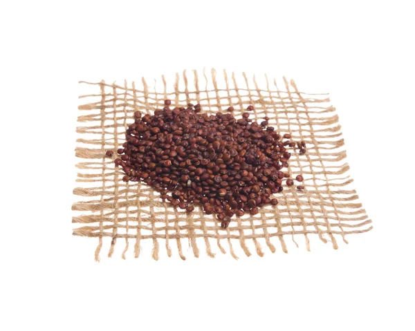 Chenopodium Quinoa Scientific Name Red Quinoa Seed Grains Hessian Fabric — Stock Photo, Image