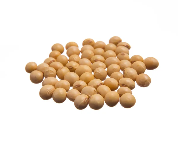 甘氨酸Max是大豆豆角的学名 也被称为Soya Bean和Soja 颗粒堆 孤立的白色背景 — 图库照片