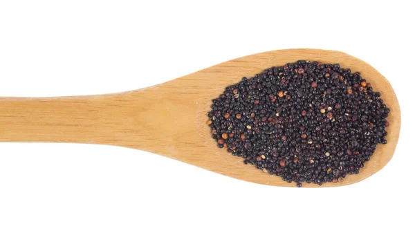 Chenopodium Quinoa Black Quinoa 씨앗의 학명이다 나무로 대나무 숟가락 포도를 — 스톡 사진