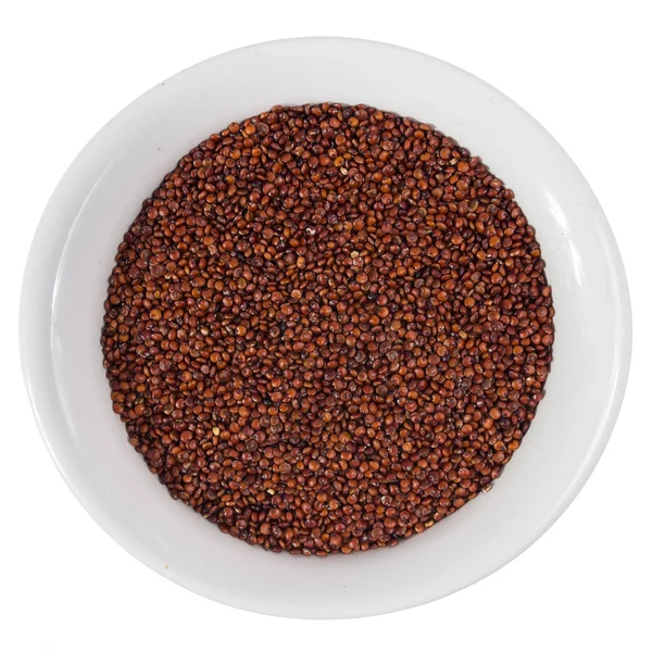 Chenopodium Quinoa Nome Científico Semente Quinoa Vermelha Vista Superior Grãos — Fotografia de Stock