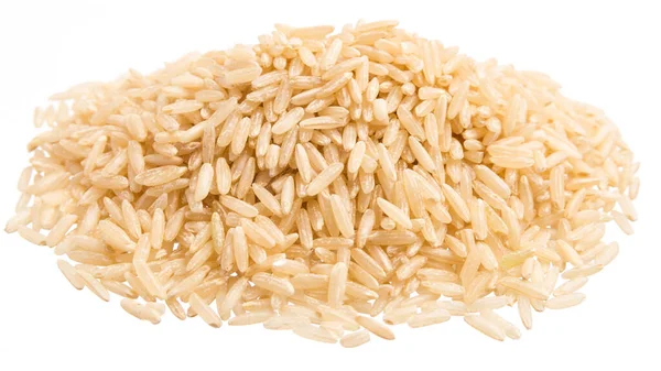 水稻是中国稻种的学名 颗粒堆 孤立的白色背景 — 图库照片