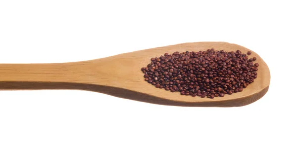 Chenopodium Quinoa Wetenschappelijke Naam Van Red Quinoa Seed Korrels Houten — Stockfoto