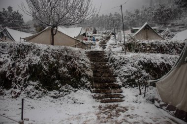 Himalaya 'da kamp yapmak.