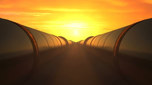 Нафтові Труби Проти Петлі Заходу Сонця — стокове відео
