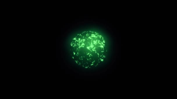 Animation Abstract Isolated Green Magical Orb Burning Sphere Plasma Ring — ストック動画