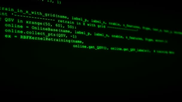 Fluxo Fluxo Dados Código Hacking Tela Computador Verde Com Símbolos — Vídeo de Stock