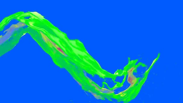 Abstrato Brilhante Fluxo Vórtice Líquido Colorido Com Salpicos Movimento Lento — Vídeo de Stock